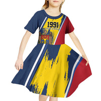 Personalized Moldova Independence Day 1991 Kid Short Sleeve Dress One People One Nation - Wonder Print Shop