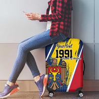 Personalized Moldova Independence Day 1991 Luggage Cover One People One Nation - Wonder Print Shop