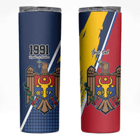 Personalized Moldova Independence Day 1991 Skinny Tumbler One People One Nation - Wonder Print Shop