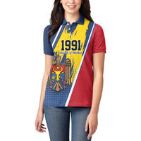 Personalized Moldova Independence Day 1991 Women Polo Shirt One People One Nation - Wonder Print Shop