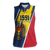 Personalized Moldova Independence Day 1991 Women Sleeveless Polo Shirt One People One Nation - Wonder Print Shop