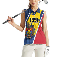 Personalized Moldova Independence Day 1991 Women Sleeveless Polo Shirt One People One Nation - Wonder Print Shop