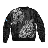 Fiji Rugby Bomber Jacket Kaiviti Fijian Tribal World Cup Black LT9 - Wonder Print Shop
