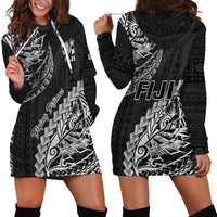 Fiji Rugby Hoodie Dress Kaiviti Fijian Tribal World Cup Black - Wonder Print Shop