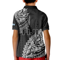 Fiji Rugby Kid Polo Shirt Kaiviti Fijian Tribal World Cup Black - Wonder Print Shop