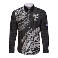 Fiji Rugby Long Sleeve Button Shirt Kaiviti Fijian Tribal World Cup Black - Wonder Print Shop