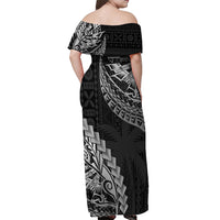 Fiji Rugby Off Shoulder Maxi Dress Kaiviti Fijian Tribal World Cup Black - Wonder Print Shop