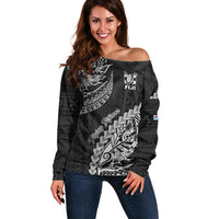 Fiji Rugby Off Shoulder Sweater Kaiviti Fijian Tribal World Cup Black - Wonder Print Shop