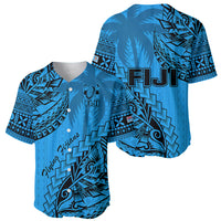 Fiji Rugby Baseball Jersey Kaiviti Fijian Tribal World Cup Blue No1 LT9 - Wonder Print Shop