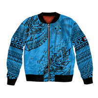 Fiji Rugby Bomber Jacket Kaiviti Fijian Tribal World Cup Blue No1 LT9 - Wonder Print Shop