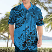 Fiji Rugby Hawaiian Shirt Kaiviti Fijian Tribal World Cup Blue No1 - Wonder Print Shop
