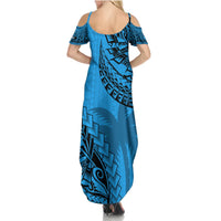 Fiji Rugby Summer Maxi Dress Kaiviti Fijian Tribal World Cup Blue No1 - Wonder Print Shop