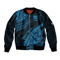 Fiji Rugby Bomber Jacket Kaiviti Fijian Tribal World Cup Blue No2 LT9 - Wonder Print Shop