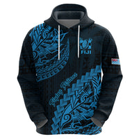 Fiji Rugby Hoodie Kaiviti Fijian Tribal World Cup Blue No2 - Wonder Print Shop