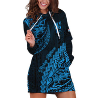 Fiji Rugby Hoodie Dress Kaiviti Fijian Tribal World Cup Blue No2 - Wonder Print Shop