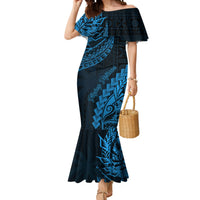 Fiji Rugby Mermaid Dress Kaiviti Fijian Tribal World Cup Blue No2 - Wonder Print Shop