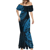 Fiji Rugby Mermaid Dress Kaiviti Fijian Tribal World Cup Blue No2 - Wonder Print Shop