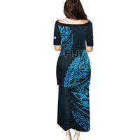 Fiji Rugby Puletasi Kaiviti Fijian Tribal World Cup Blue No2 - Wonder Print Shop