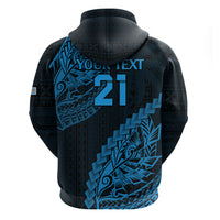 Custom Fiji Rugby Hoodie Kaiviti Fijian Tribal World Cup Blue No2 - Wonder Print Shop