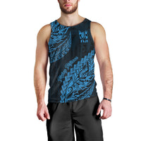 Custom Fiji Rugby Men Tank Top Kaiviti Fijian Tribal World Cup Blue No2 - Wonder Print Shop