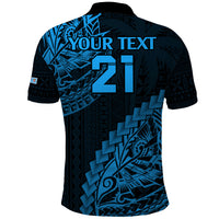 Custom Fiji Rugby Polo Shirt Kaiviti Fijian Tribal World Cup Blue No2 - Wonder Print Shop