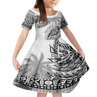 Fiji Rugby Kid Short Sleeve Dress Kaiviti Fijian Tribal World Cup White - Wonder Print Shop