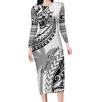 Fiji Rugby Long Sleeve Bodycon Dress Kaiviti Fijian Tribal World Cup White - Wonder Print Shop