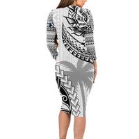 Fiji Rugby Long Sleeve Bodycon Dress Kaiviti Fijian Tribal World Cup White - Wonder Print Shop