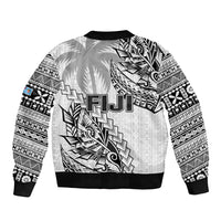 Fiji Rugby Sleeve Zip Bomber Jacket Kaiviti Fijian Tribal World Cup White - Wonder Print Shop