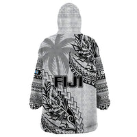 Fiji Rugby Wearable Blanket Hoodie Kaiviti Fijian Tribal World Cup White - Wonder Print Shop