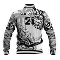 Custom Fiji Rugby Baseball Jacket Kaiviti Fijian Tribal World Cup White LT9 - Wonder Print Shop