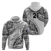 Custom Fiji Rugby Hoodie Kaiviti Fijian Tribal World Cup White - Wonder Print Shop