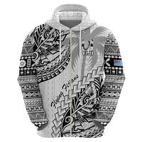 Custom Fiji Rugby Hoodie Kaiviti Fijian Tribal World Cup White - Wonder Print Shop