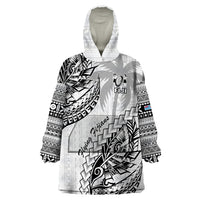 Custom Fiji Rugby Wearable Blanket Hoodie Kaiviti Fijian Tribal World Cup White - Wonder Print Shop