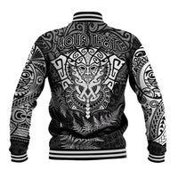 Personalised New Zealand Rugby Baseball Jacket Silver Fern All Black Mix Ta Moko White Style LT9 - Wonder Print Shop