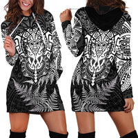 Personalised New Zealand Rugby Hoodie Dress Silver Fern All Black Mix Ta Moko White Style - Wonder Print Shop
