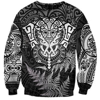 Personalised New Zealand Rugby Sweatshirt Silver Fern All Black Mix Ta Moko White Style - Wonder Print Shop