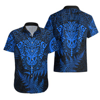New Zealand Rugby Hawaiian Shirt Silver Fern All Black Mix Ta Moko Blue Style - Wonder Print Shop