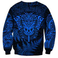New Zealand Rugby Sweatshirt Silver Fern All Black Mix Ta Moko Blue Style - Wonder Print Shop