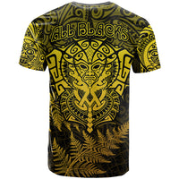 New Zealand Rugby T Shirt Silver Fern All Black Mix Ta Moko Gold Style - Wonder Print Shop