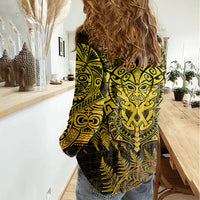 New Zealand Rugby Women Casual Shirt Silver Fern All Black Mix Ta Moko Gold Style - Wonder Print Shop