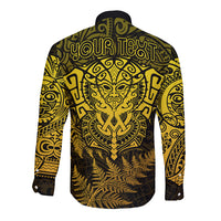 New Zealand Rugby Long Sleeve Button Shirt Silver Fern All Black Mix Ta Moko Gold Style - Wonder Print Shop