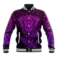 New Zealand Rugby Baseball Jacket Silver Fern All Black Mix Ta Moko Purple Style LT9 - Wonder Print Shop