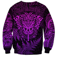 New Zealand Rugby Sweatshirt Silver Fern All Black Mix Ta Moko Purple Style - Wonder Print Shop