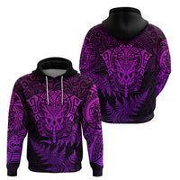 Personalised New Zealand Rugby Hoodie Silver Fern All Black Mix Ta Moko Purple Style - Wonder Print Shop