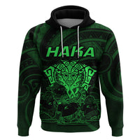 Personalised New Zealand Rugby Hoodie Aotearoa Ka Mate Haka All Black Mix Ta Moko Green Style - Wonder Print Shop
