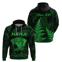 Personalised New Zealand Rugby Hoodie Aotearoa Ka Mate Haka All Black Mix Ta Moko Green Style - Wonder Print Shop