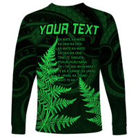 Personalised New Zealand Rugby Long Sleeve Shirt Aotearoa Ka Mate Haka All Black Mix Ta Moko Green Style - Wonder Print Shop