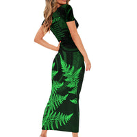 Personalised New Zealand Rugby Short Sleeve Bodycon Dress Aotearoa Ka Mate Haka All Black Mix Ta Moko Green Style - Wonder Print Shop
