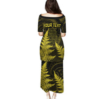 Personalised New Zealand Rugby Puletasi Aotearoa Ka Mate Haka All Black Mix Ta Moko Gold Style - Wonder Print Shop